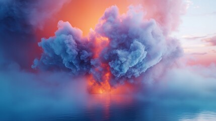 Naklejka premium Abstract pink and blue smoke clouds in the sky