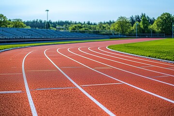 empty running track in stadium showcasing clear lanes without people