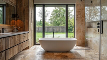 Fototapeta premium modern dutch bathroom with rustic touches