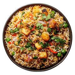 Delicious biriyani on a white background