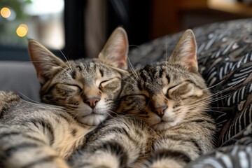 Fototapeta premium Couple of cute pretty cat in love
