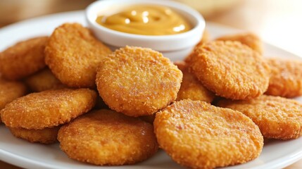 Crispy Nuggets with Honey Mustard Dipping Sauce