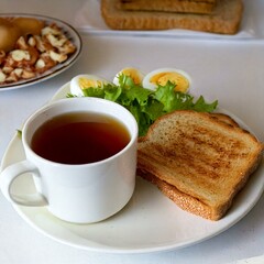 sunny-Side Up Eggs Breakfast with black tea