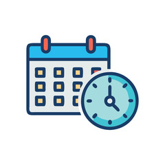  Minimal Clock Calendar Icon Illustration Design