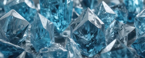 Obraz premium Intricate blue ice geometric shapes, sharp angles , ice pattern, ice geometric, angles