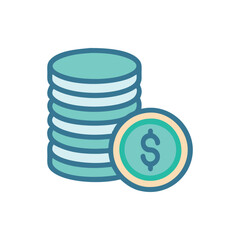  Dynamic Coin Stack Icon Illustration Design