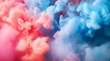 Fototapeta premium Colorful clouds of pink and blue smoke blending together