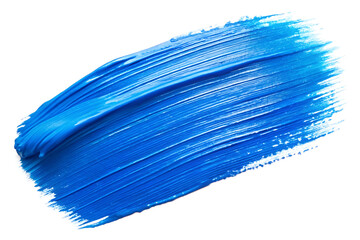 blue paint brush stroke with texture isolated on white background