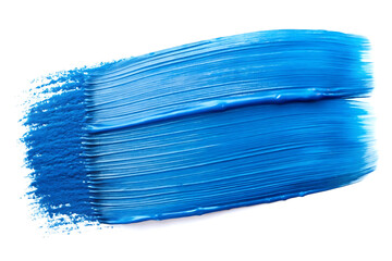 blue paint brush stroke with texture isolated on white