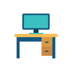  Stylish Desk Computer Icon Illustration Design