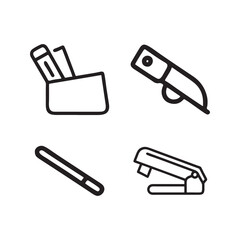 Set of vector stationary product liner stock art hand drawn icon