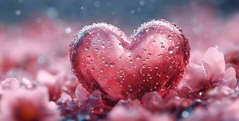 Fototapeta premium Heart-Shaped Object with Water Droplets.
