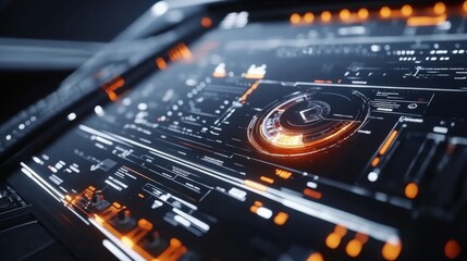 Fototapeta premium Futuristic Cockpit Controls with Bright Display Lighting