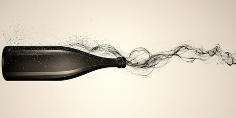 Champagne bottle cork pops with sparkling spray and swirling bubbles, creating an exciting celebration moment