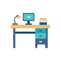  Minimal Desk Setup Icon Illustration Design