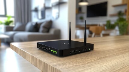 The perfect blend of functionality and aesthetics: a black Wi-Fi router.