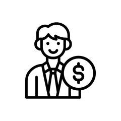 Businessperson with dollar sign, representing financial success.