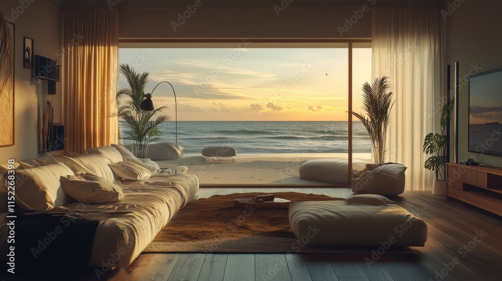 Wall mural Modern Living Room Sea View.