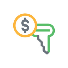  Stylish Financial Key Icon Illustration Design