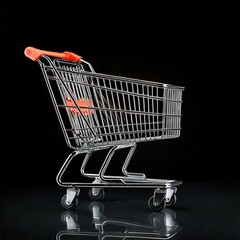 Shopping Cart on Black Background 