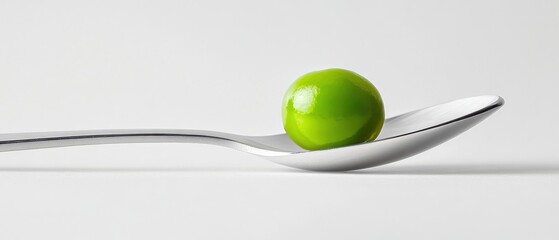 a single green candy on a spoon