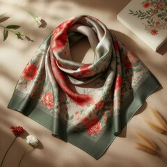 Feminine Scarf with Floral Pattern