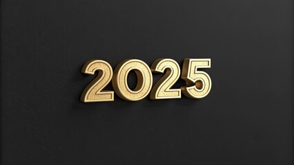 Golden 2025 on Black Background - Elegant gold 2025 digits on a dark teal backdrop. Symbolizing new beginnings, prosperity, luxury, future, and time.