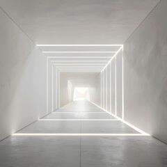 Empty corridor with columns and light