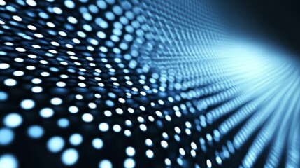 Abstract blue dots creating a sense of depth and motion in a digital environment.