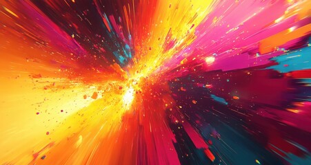 Vibrant explosion of colors in dynamic abstract art representing motion and energy