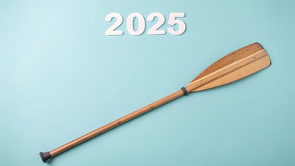 New Year 2025: Paddle Towards Goals - New year, new goals.  Journey, progress, ambition, success, future.