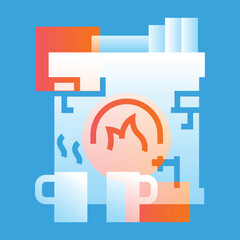 Fireplace with cocoa line black icon. Sign for web page, mobile app, button, logo.