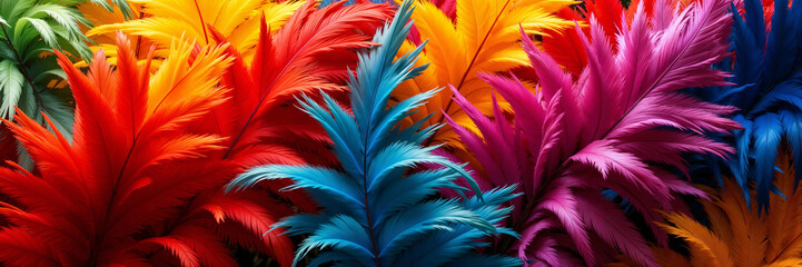 Obraz premium Vibrant colorful feathers arranged in a stunning display