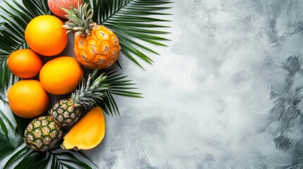 Colorful Fruits on a Table with Studio Background