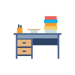  Minimal Office Desk Icon Illustration Design