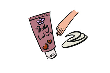 Body lotion cartoon illustration flat png 