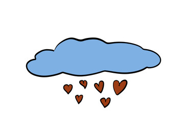 Cloud rain raining hearts png illustration 