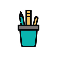  Stylish Pen Holder Icon Illustration Design