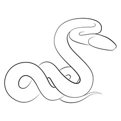 2025 Chinese New Year. Snake one line drawing on white isolated background 