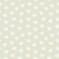 Seamless pattern with white hearts on light background. Valentines day concept. Vector illustration