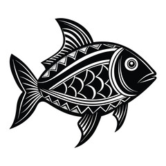 Fototapeta premium A fish outlined silhouette with tribal patterns