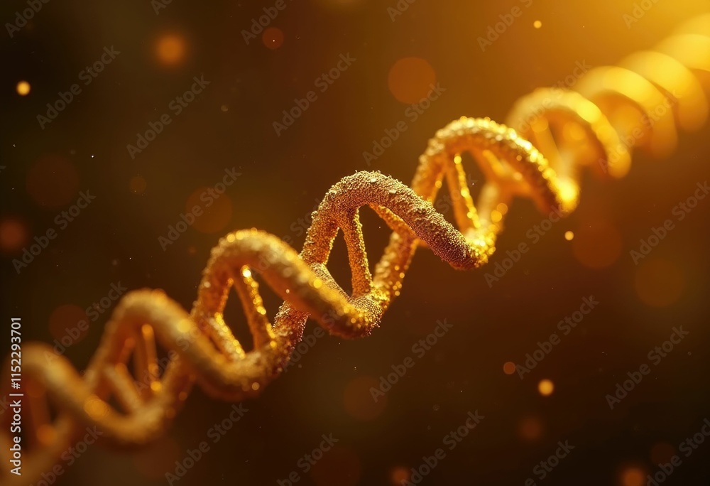Poster A 3D rendering of a DNA molecule  a double helix structure.