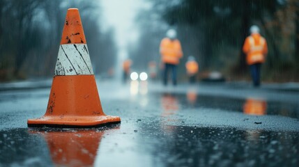 Rainy Day Traffic Cone