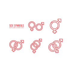 Sex symbols, gender unisex icons set flat vector simple isolated illustration signage template design trendy