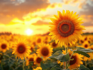 Fototapeta premium Sunflower at Sunset