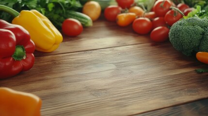 Fresh Vegetables on Wooden Table With Bright Lighting