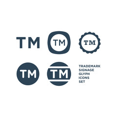 TM, trade mark icons set flat vector simple isolated illustration signage template design trendy