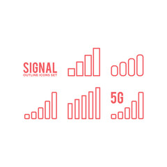 Signal bar icon set flat vector template.