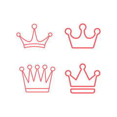 Crown icons set in trendy flat style for your web site design, logo, app, UI. Vector illustration.