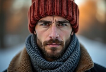 portrait  closeup of a person in winter 